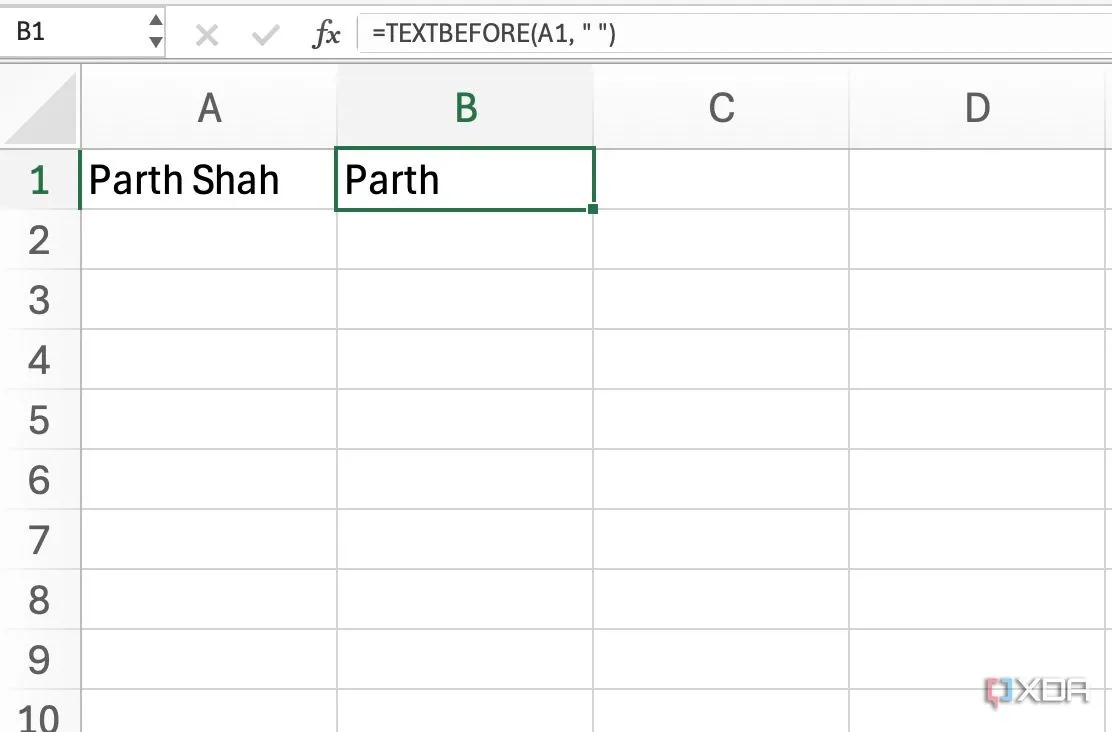 Ứng dụng hàm TEXTAFTER trong Excel để tách tên từ chuỗi văn bản