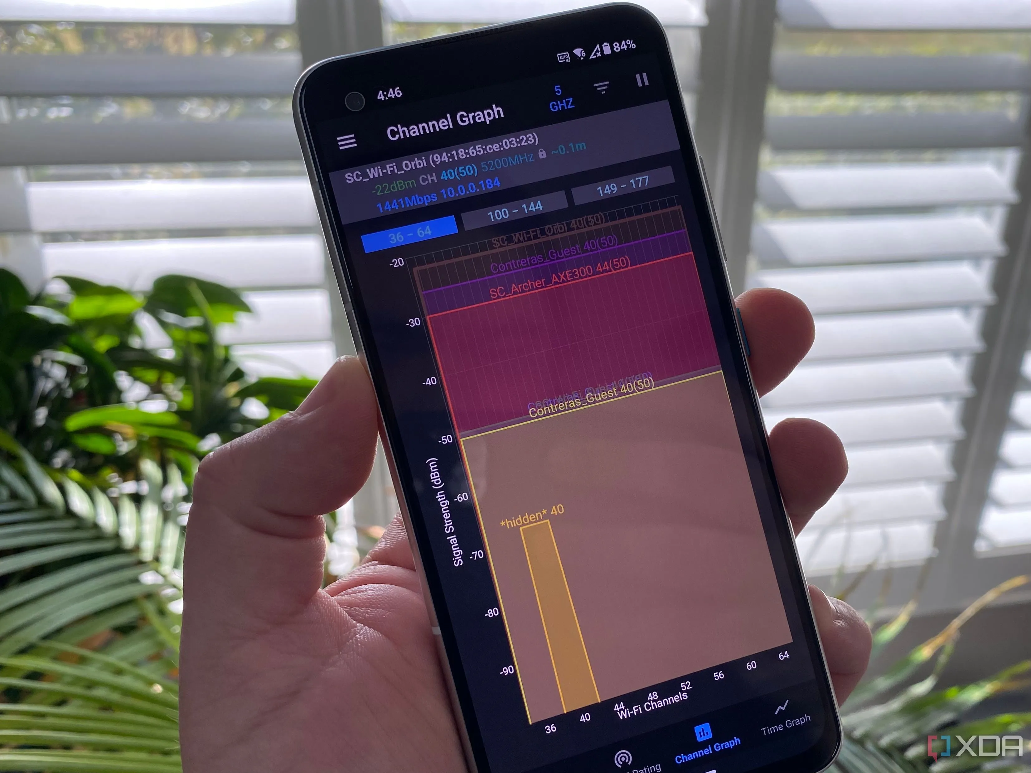 ứng dụng Wi-Fi Analyzer hiển thị tình trạng tắc nghẽn mạng trên điện thoại