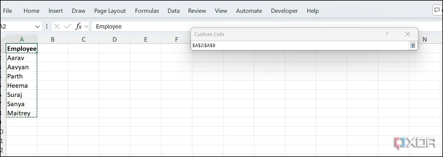 Xác nhận thêm dữ liệu vào danh sách tùy chỉnh trong Excel