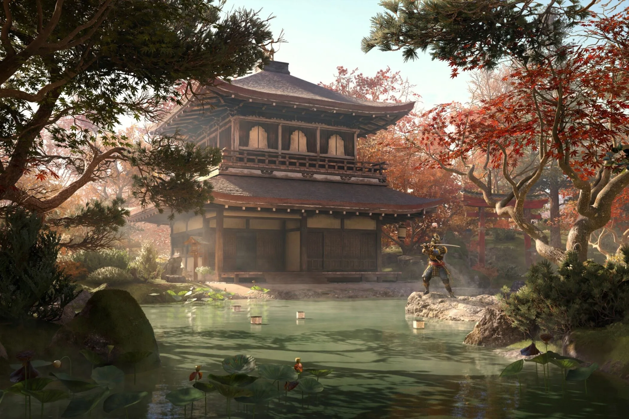 Yasuke tại căn cứ ẩn náu, minh họa cho việc nâng cấp cơ sở trong Assassin's Creed Shadows.