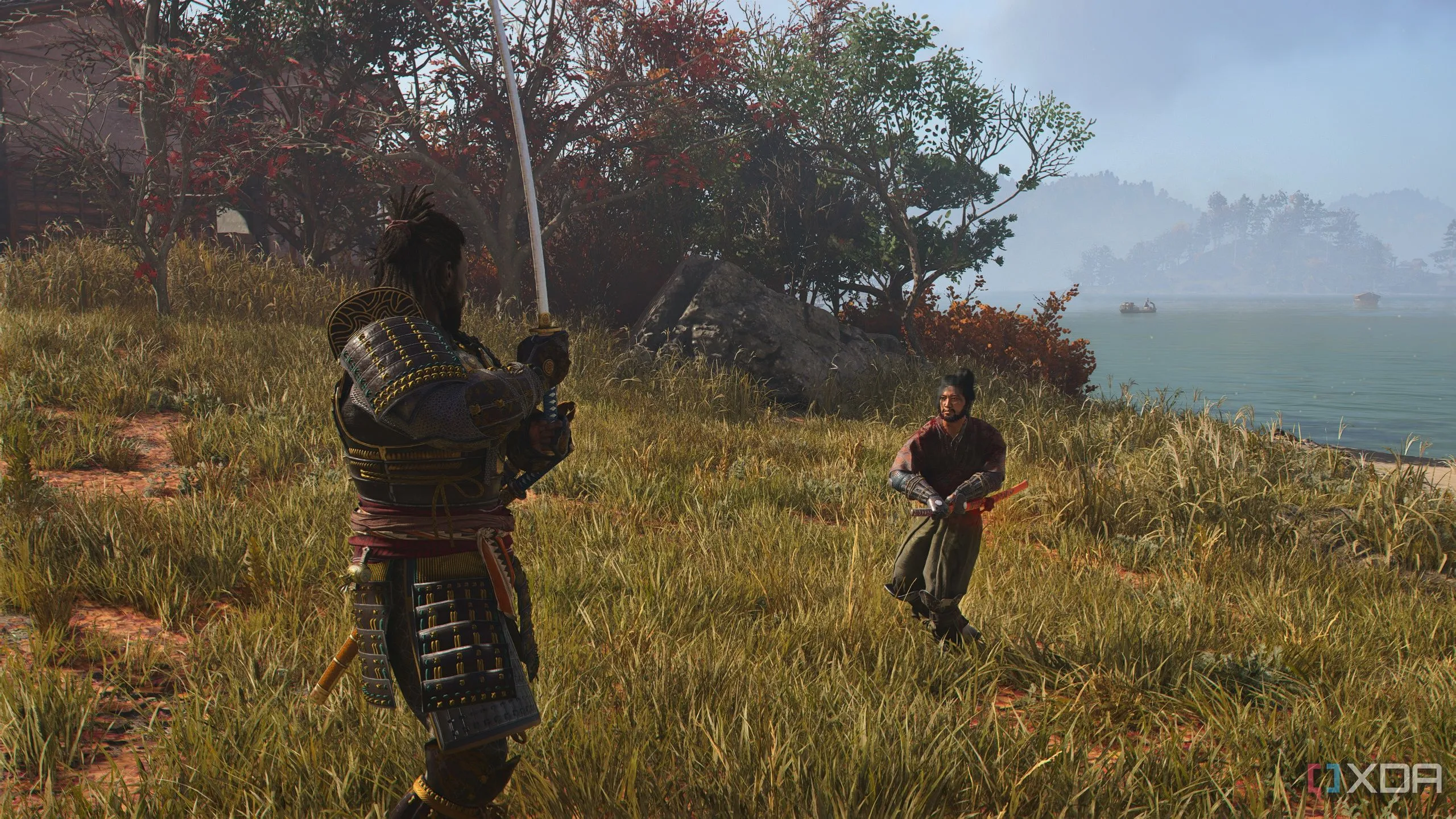 Yasuke trong cảnh chiến đấu, minh họa việc nâng cấp vũ khí và trang bị trong Assassin's Creed Shadows.